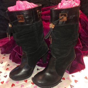 Michael Kors Leather/Suede Black Knee High Boots